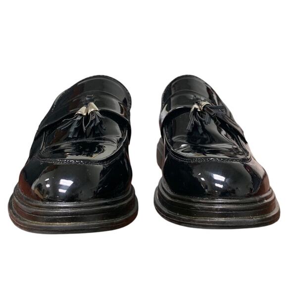 Mens Size 10 Shiny Black Faux Leather Slide On Formal Non Slip Loafer Shoes main image 7